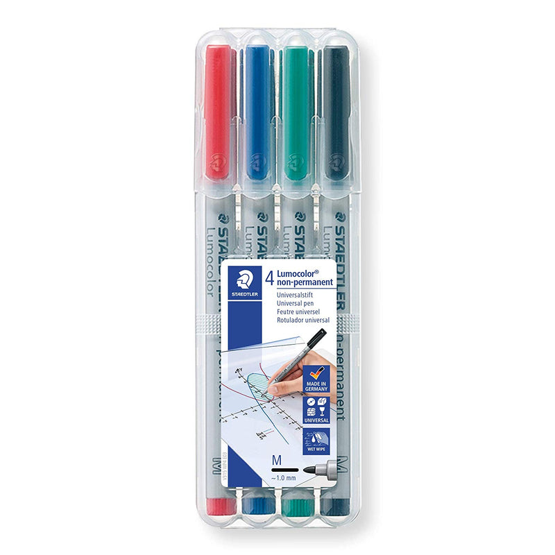 Staedtler Universal Pen Lumocolor Non-permanent, Medium - 4 Pack