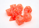 Translucent Neon Orange/white Polyhedral 7-Die Set (with bonus die)