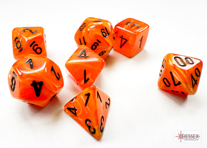 Vortex Orange/black Mini-Polyhedral 7-Die Set