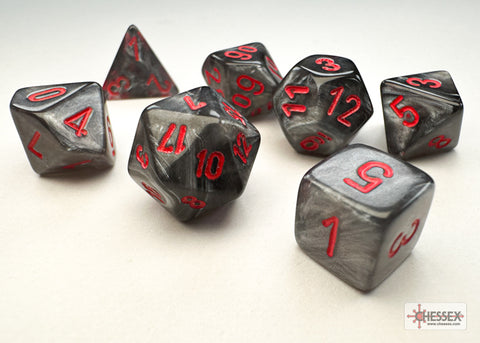 Velvet Black/red Mini-Polyhedral 7-Die Set