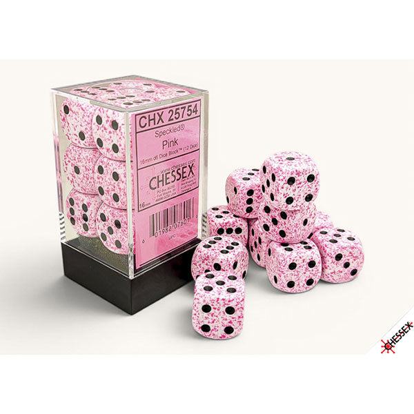 16mm 12d6 Speckled Dice: Pink