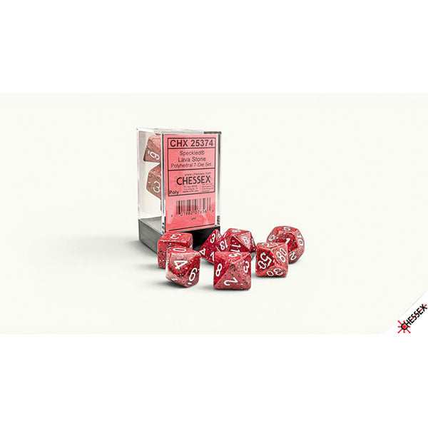 7-Die Set Speckled Dice: Lava Stone