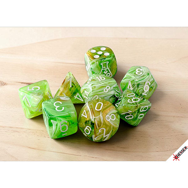 7-Die Set Marble: Sour Green (+bonus die) (Lab Dice 10)