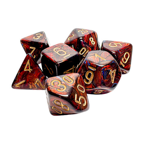 7-Die Set Mega-Hedrals Scarab: Blue Blood/Gold