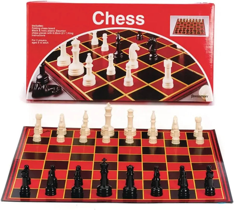 Full-Size Staunton Chess Set -  32 Pieces & Folding Board