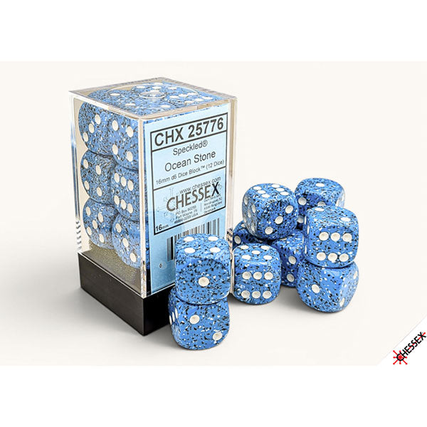 16mm 12d6 Speckled Dice: Ocean Stone