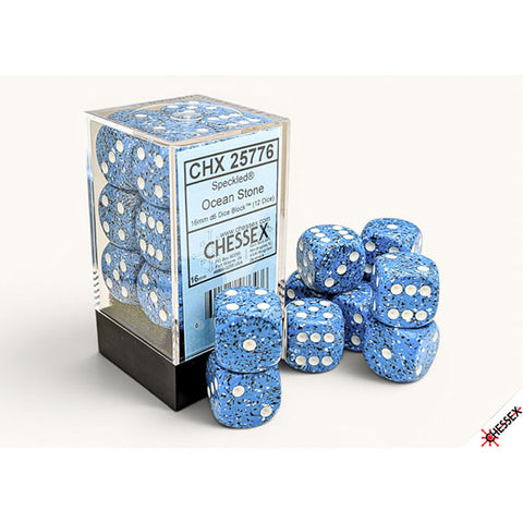 16mm 12d6 Speckled Dice: Ocean Stone