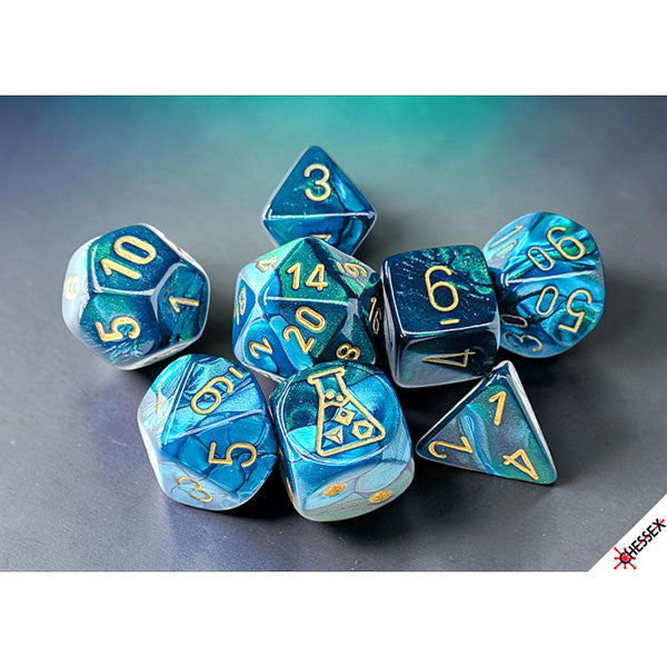 7-Die Set Gemini: Green-Teal (+bonus die) (Lab Dice 10)