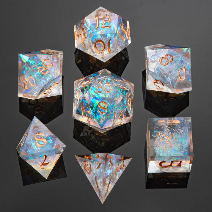 7 pcs RPG Dice Set - Captured Magic Sharp Resin - Opal