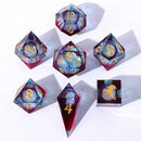 7 pcs RPG Dice Set - Sharp Edge Liquid Core - Elemental Mana