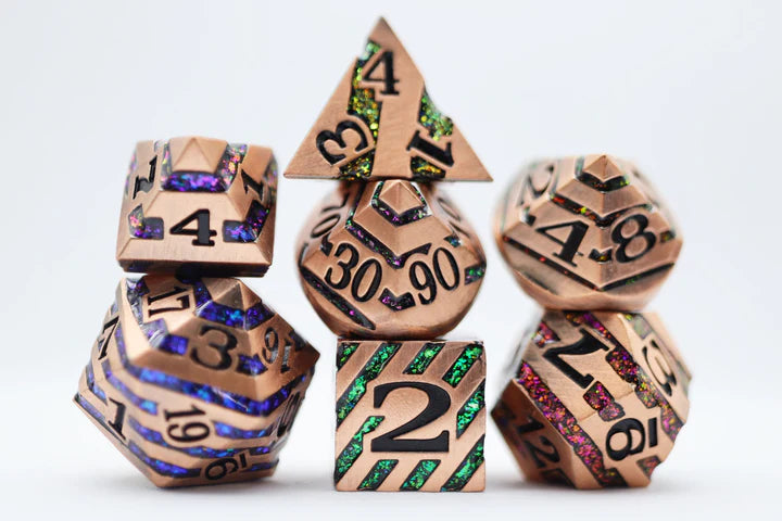 Into the Mines: Copper with Rainbow Mica - Metal RPG Dice Set