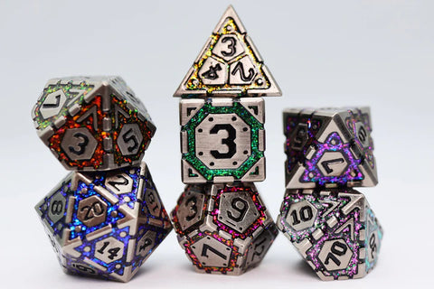 Ornate Rainbow Frame - Metal RPG Dice Set