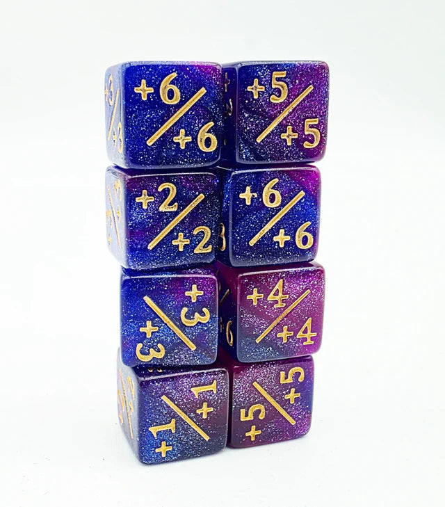 +1/+1 Dark Blue & Purple Glitter Counters - set of 8