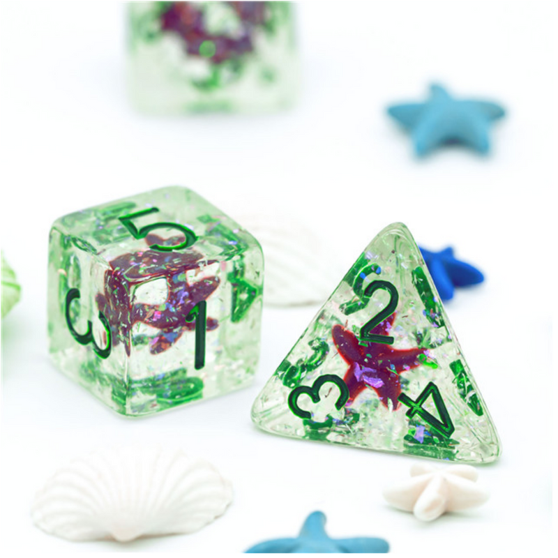 Ocean Sparkle Starfish RPG Dice Set