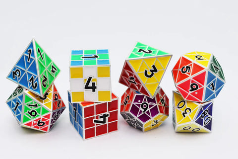 Puzzle Cube: Silver - Metal 8 Piece Dice Set