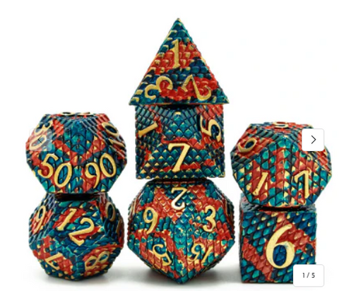Dragon Scale: Blue Fire - Metal RPG Dice Set
