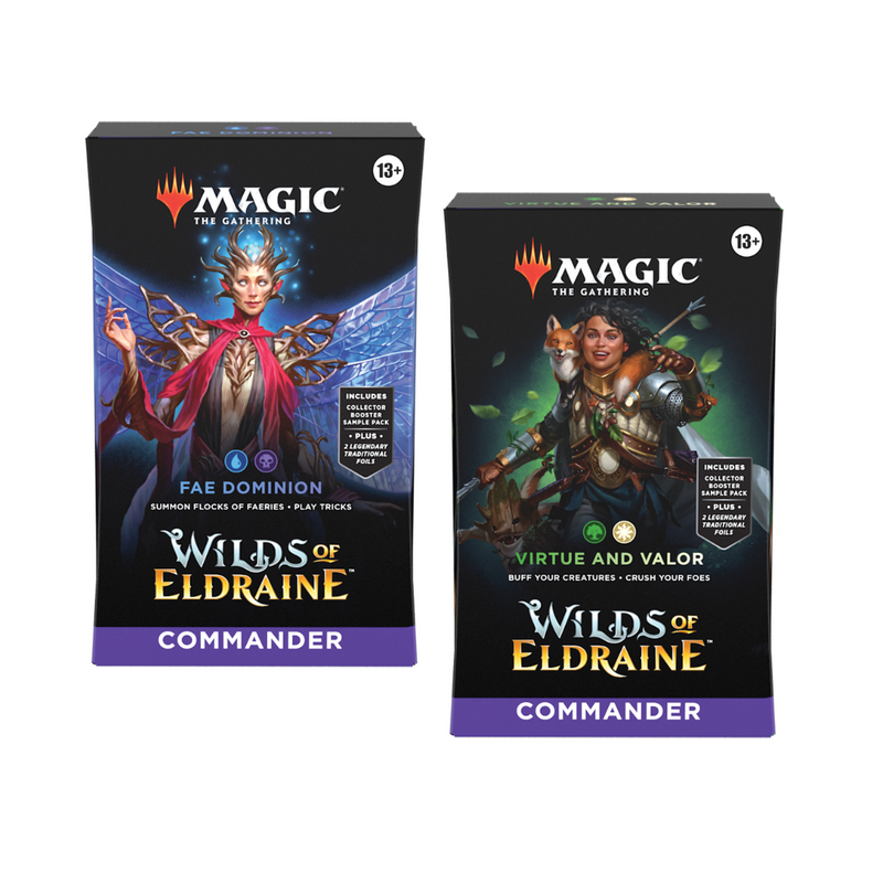 Wilds of Eldraine Commander Deck Bundle – Includes Fae Dominion & Virtue and Valor