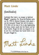 Matt Linde Bio [World Championship Decks 1999]