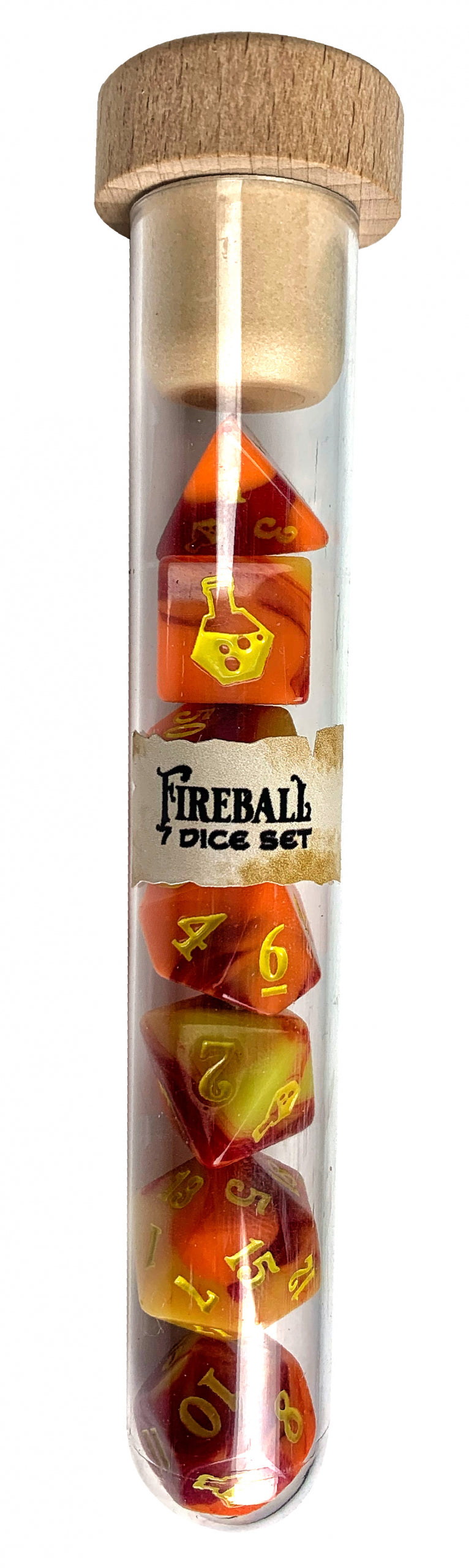 Polydice Potions: 7 Piece Dice Set - Fireball