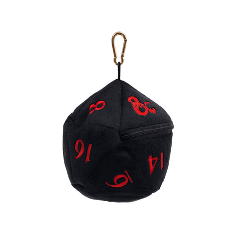 D20 Plush Dice Bag - Black & Red