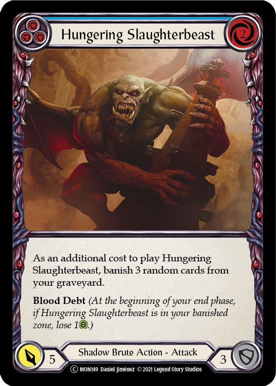 Hungering Slaughterbeast (Blue) (Rainbow Foil) [U-MON149-RF] Unlimited Edition Rainbow Foil