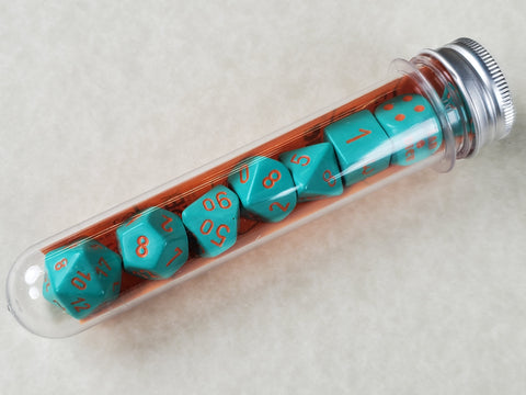 Lab Dice: Heavy Turquoise and Orange 7-Die Set