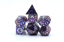 Solid Metal Star Map Dice set - Steel w/ Blue
