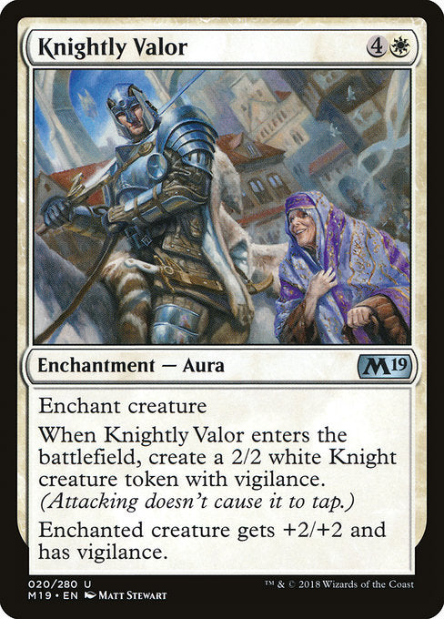 Knightly Valor [Core Set 2019], MTG Single - Gamers Grove