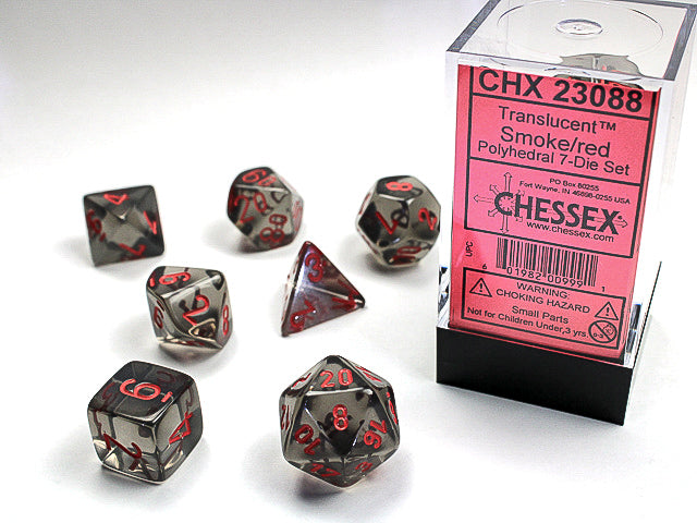 7 set Dice Block Translucent: Smoke/Red
