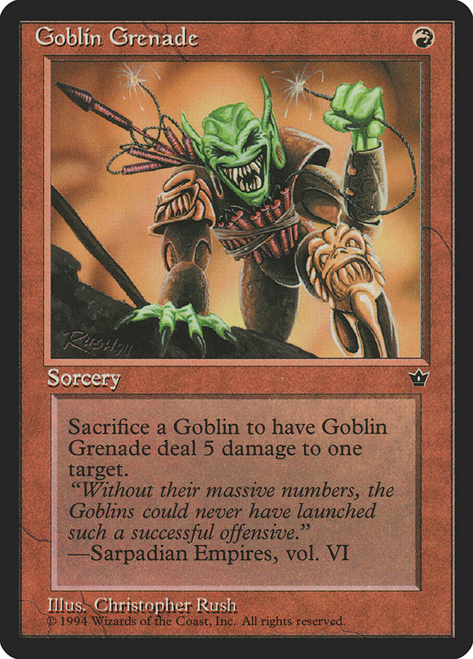 Goblin Grenade (Christopher Rush) [Fallen Empires], MTG Single - Gamers Grove