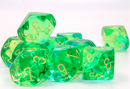 Set of 10 d10s: Gemini Translucent Green-Teal/yellow