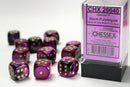 16mm Dice Block Gemini: Black-Purple/ Gold (12d6)