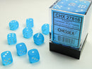 12mm Dice Block Frost: Caribbean Blue/ White (36d6)