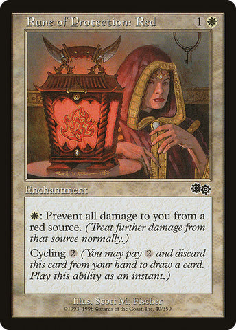Rune of Protection: Red [Urza's Saga], MTG Single - Gamers Grove