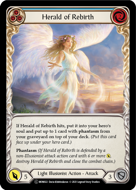 Herald of Rebirth (Blue) (Rainbow Foil) [U-MON022-RF] Unlimited Edition Rainbow Foil