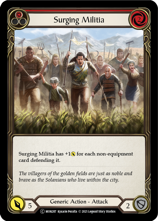 Surging Militia (Red) (Rainbow Foil) [U-MON287-RF] Unlimited Edition Rainbow Foil