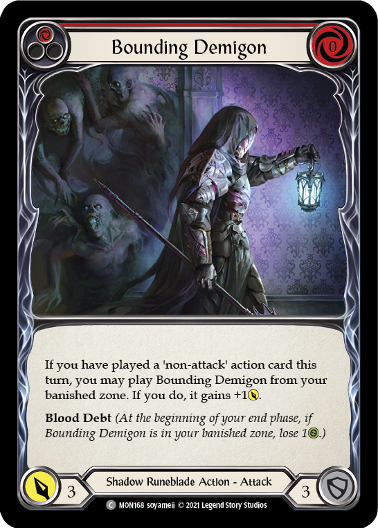 Bounding Demigon (Red) (Rainbow Foil) [MON168-RF] 1st Edition Rainbow Foil