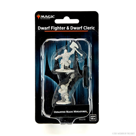 Magic the Gathering Unpainted Miniatures: Dwarf Fighter & Dwarf Cleric