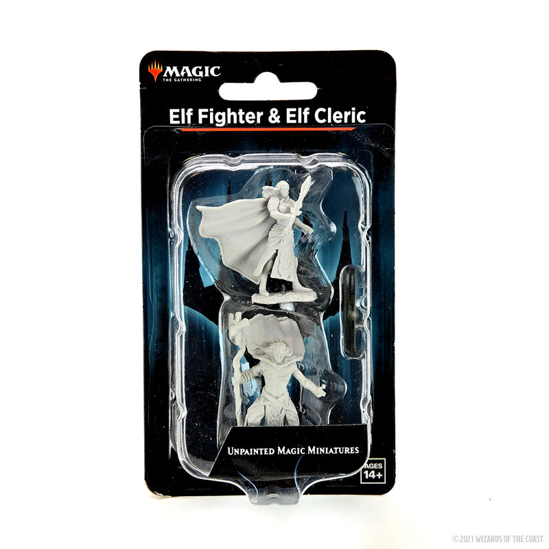 Magic the Gathering Unpainted Miniatures: Elf Fighter & Elf Cleric