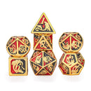 Gold with Red/Black Solid Metal Dragon Polyhedral Dice Set