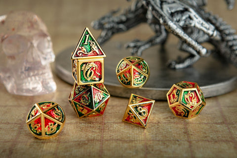 Christmas Dragon Metal Dice Set