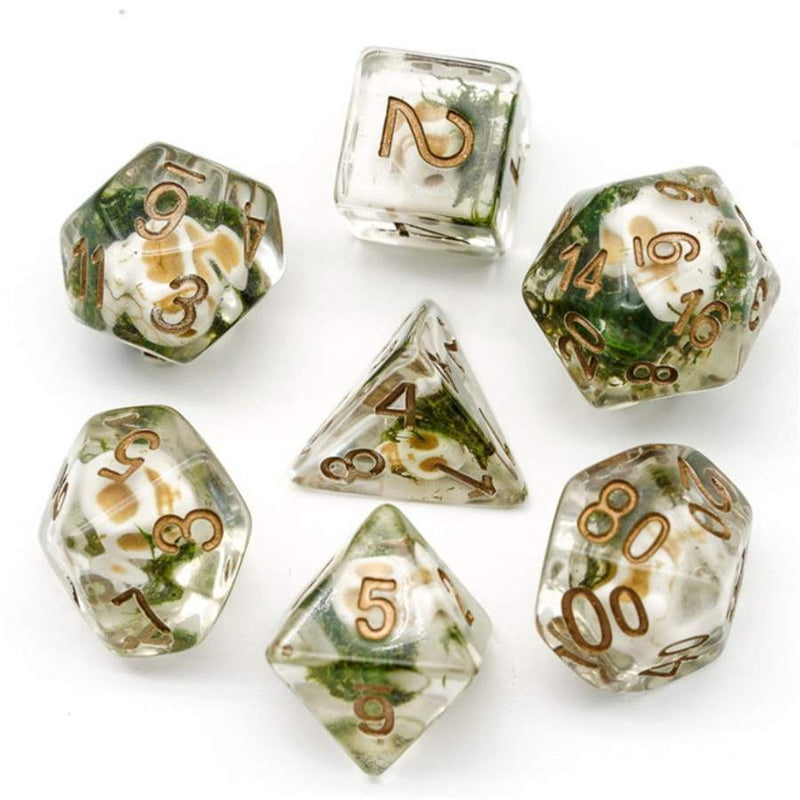 Resin RPG Dice Set - Clear Skull