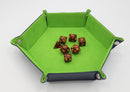 Leatherette & Velvet Hex Dice Tray - Navy & Lime