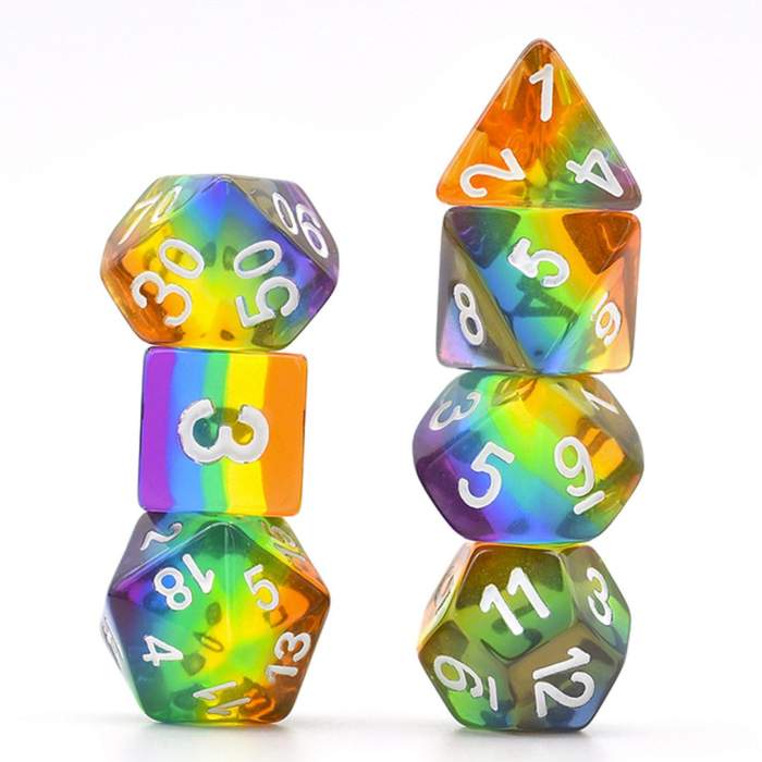Resin RPG Dice Set - Translucent Rainbow