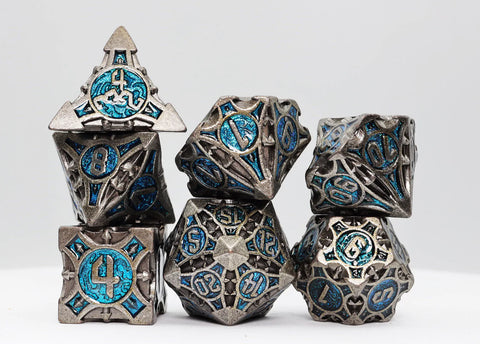 16mm Metal Polyhedral Dice Set - Cybernetic Arrow