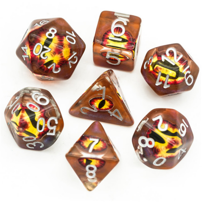 Resin RPG Dice Set - Fire Demon Eye