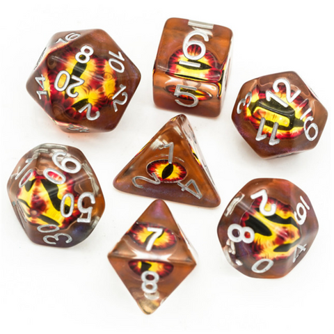 Resin RPG Dice Set - Fire Demon Eye