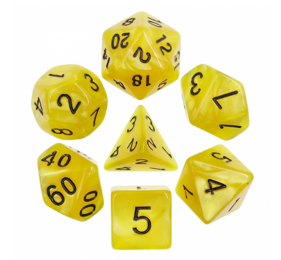 16mm Pearl Dice Set - Yellow with Black