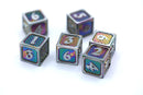 Solid Metal Behemoth Six D6 Dice set - Brushed Rainbow