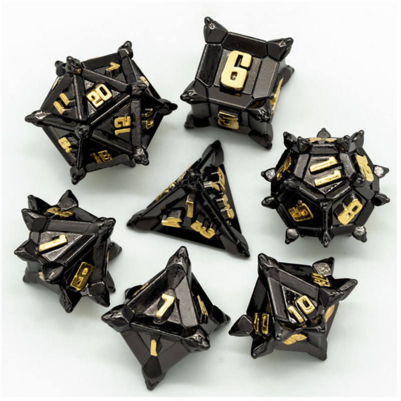 16mm Metal Polyhedral Dice Set - Medieval Flail